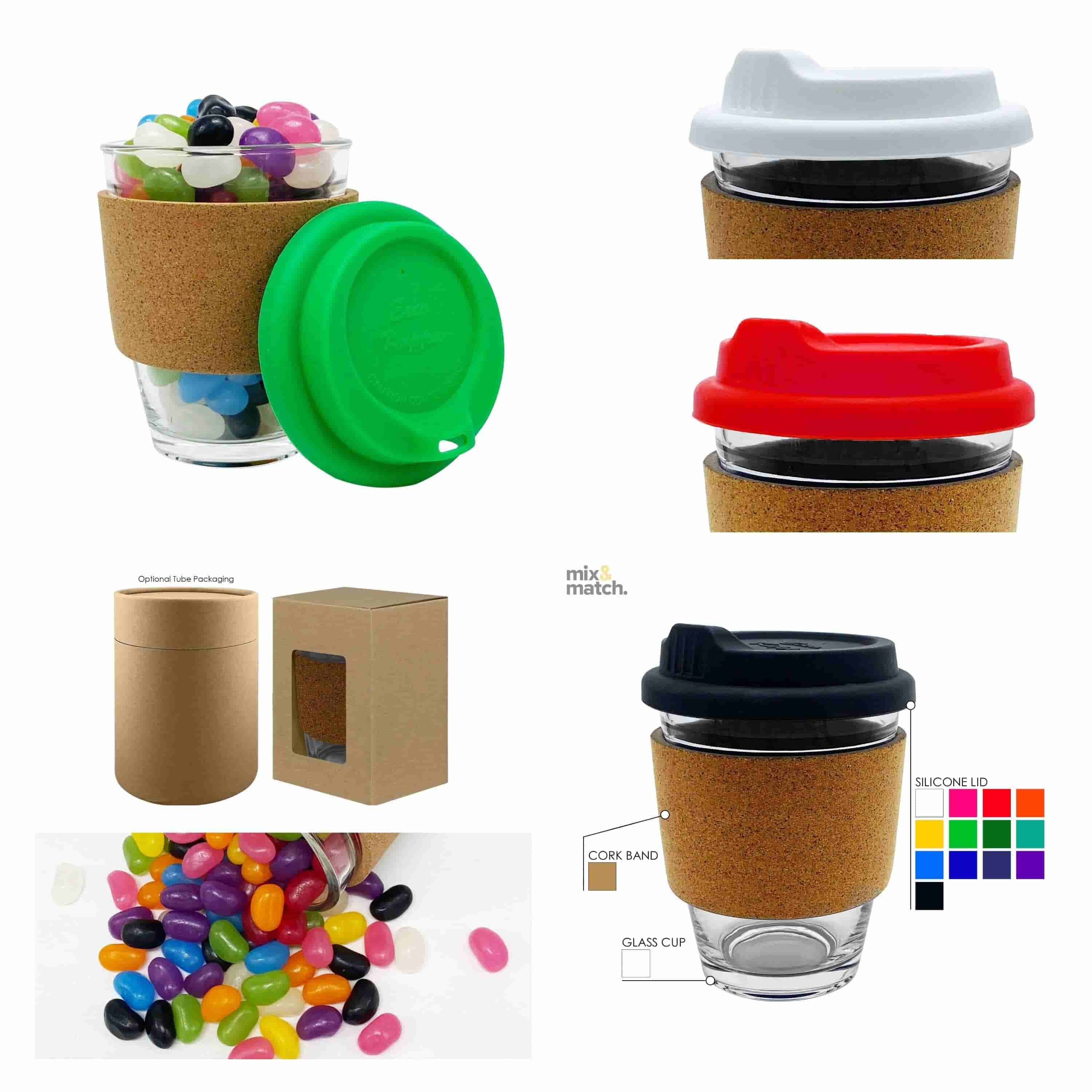 JB012 Jelly Bean In Cork Band Glass Coffee Cup