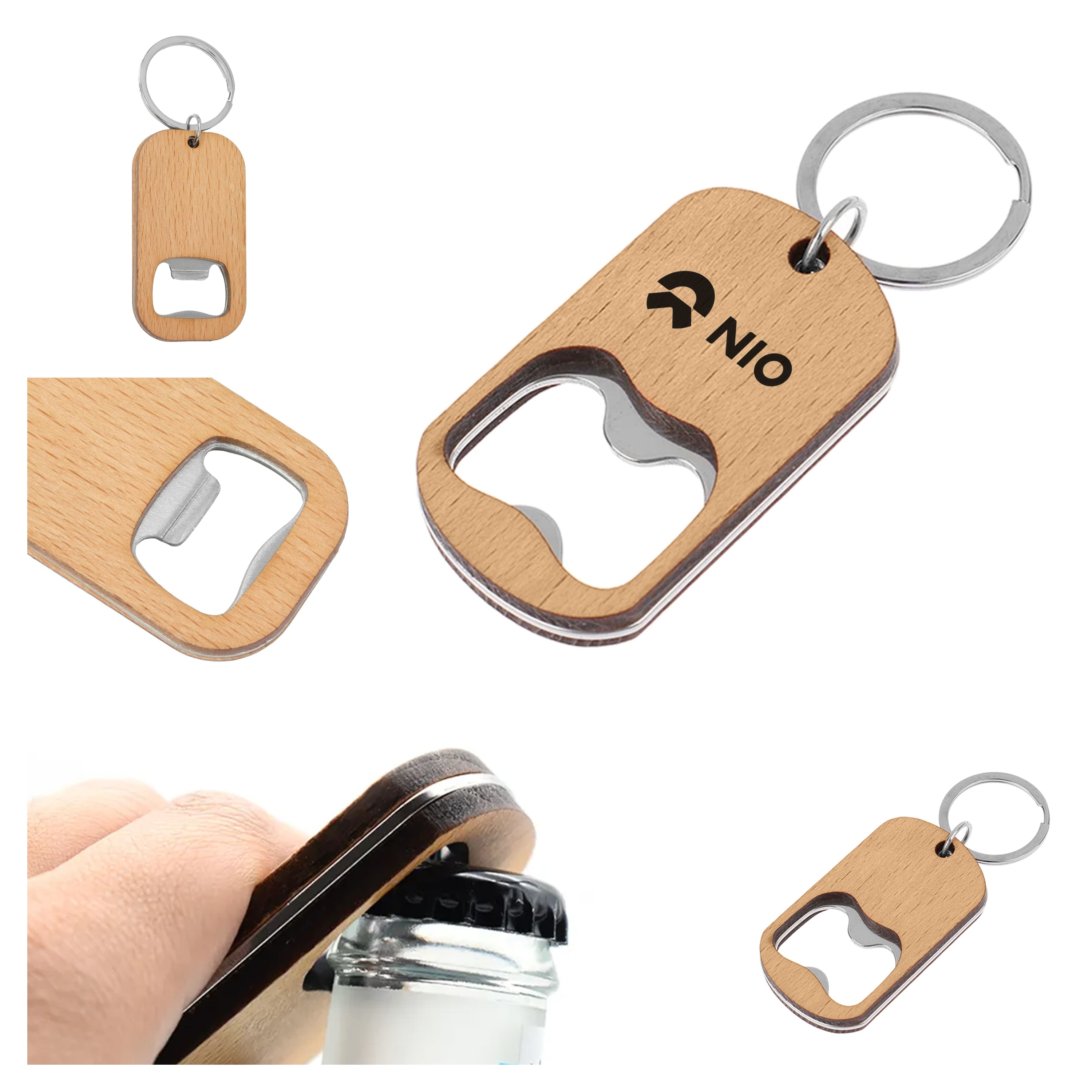 KRB022 Bamboo Bar Bottle Opener Key Ring