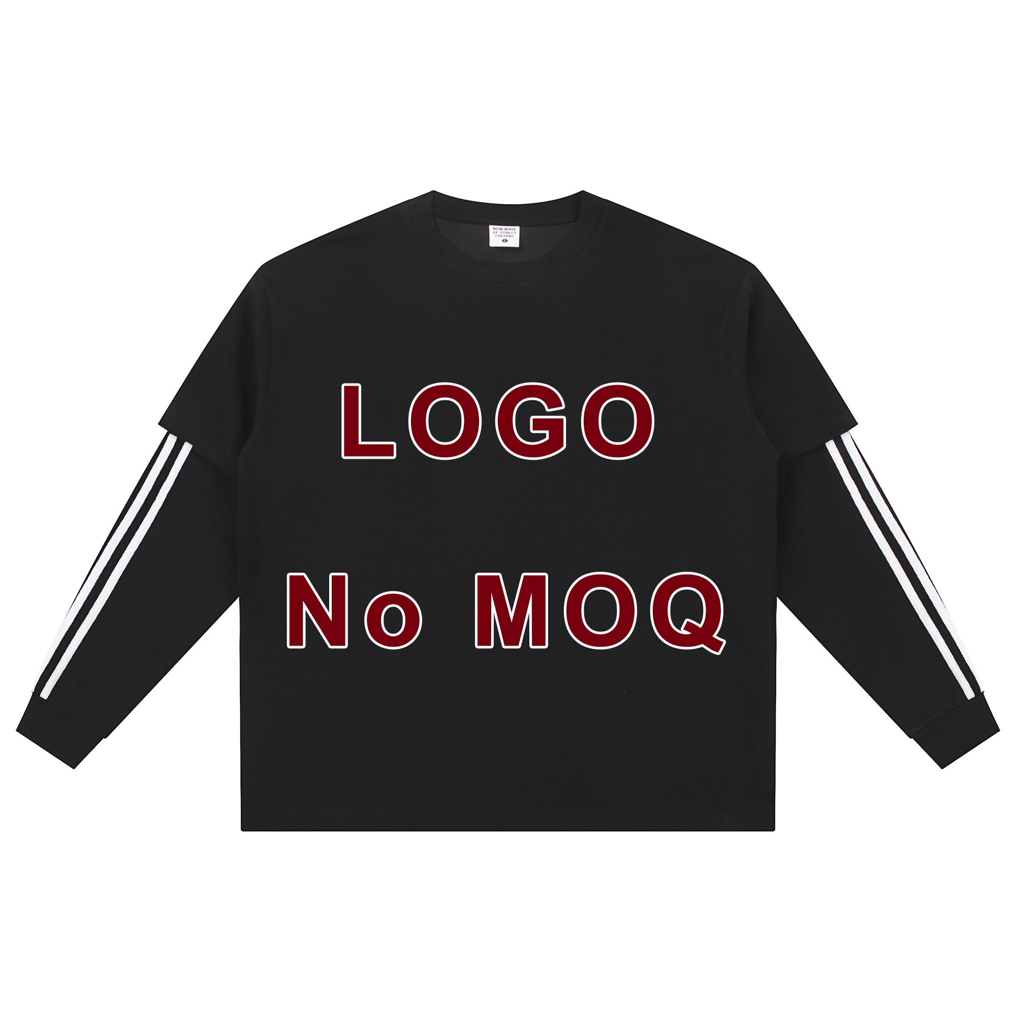 Crew Neck Air Layer Fake Two Piece Long T