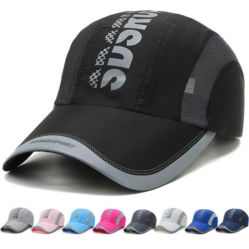 Nylon Waterproof Lightweight 5 Panel Cap Polyester Curved Bill Mesh Running Hat Quick Dry Caps Sports Hats with Custom Logo