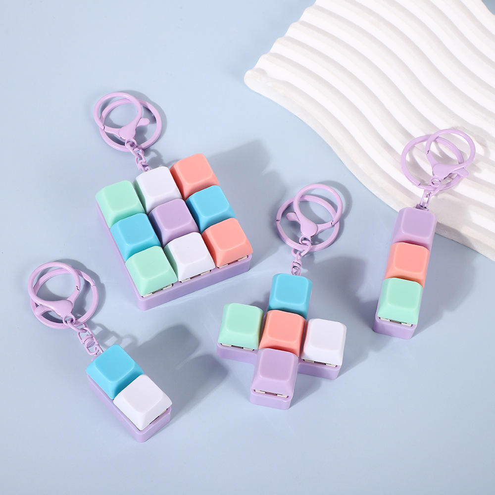 Wholesale Customizable Acrylic Cartoon Direct Shipping In-stock 2-9 Button Clicker Light Keyboard Keycaps Switch Toy Keychain