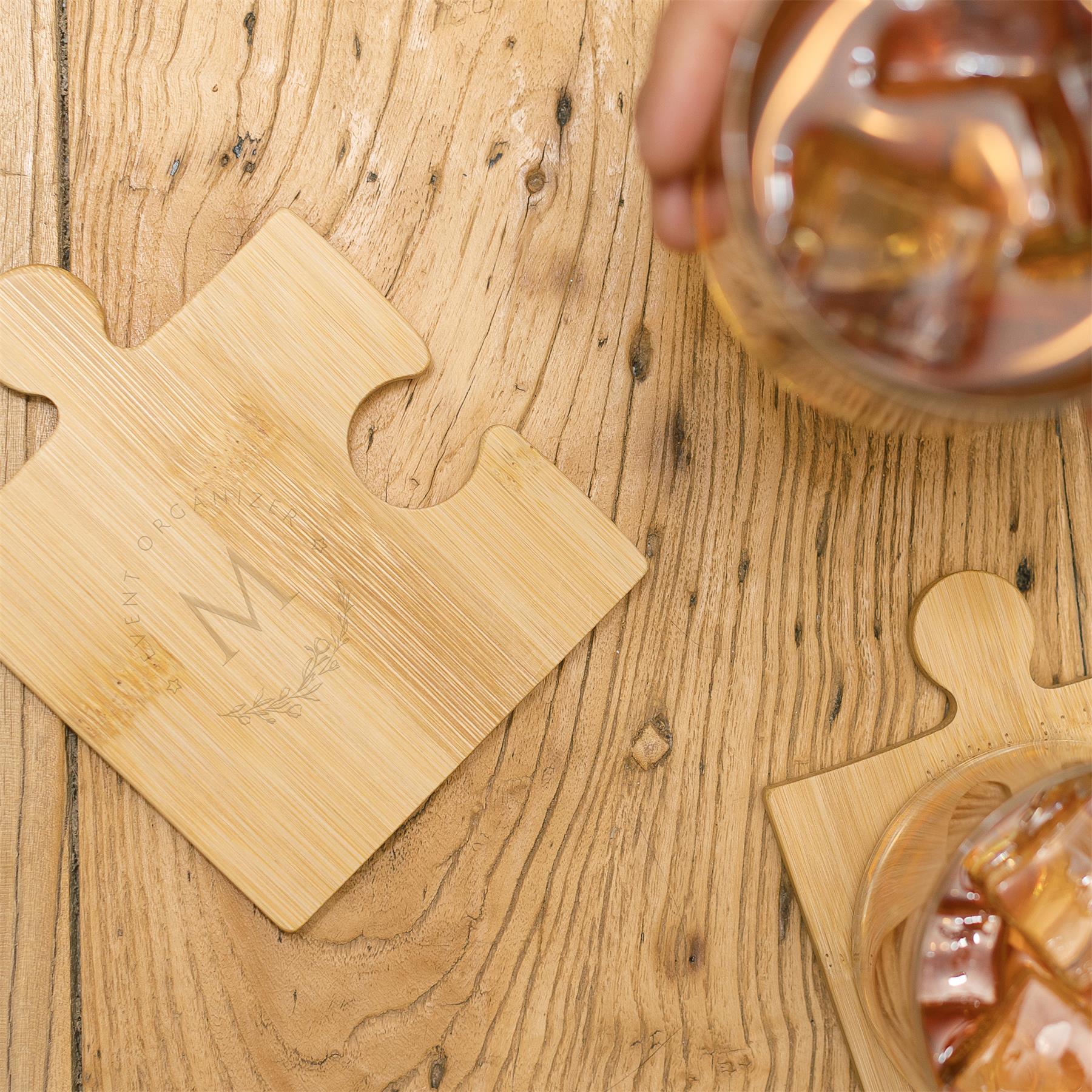 Puzzle‑Shaped Bamboo Coaster Set