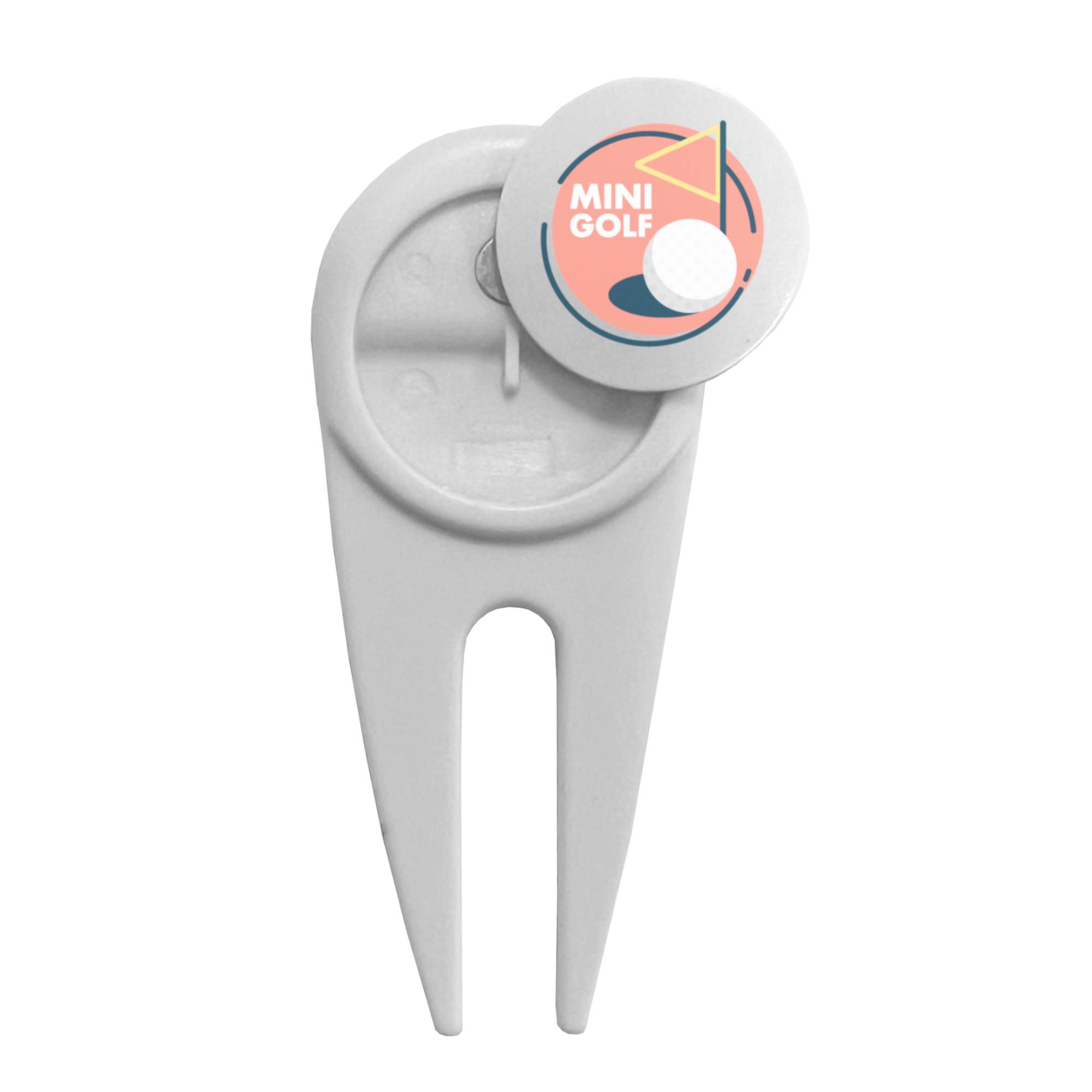 GF003 Plastic Golf Divot Repair Tool with Removable Custom Logo Ball Marker, Golf Course Accessory