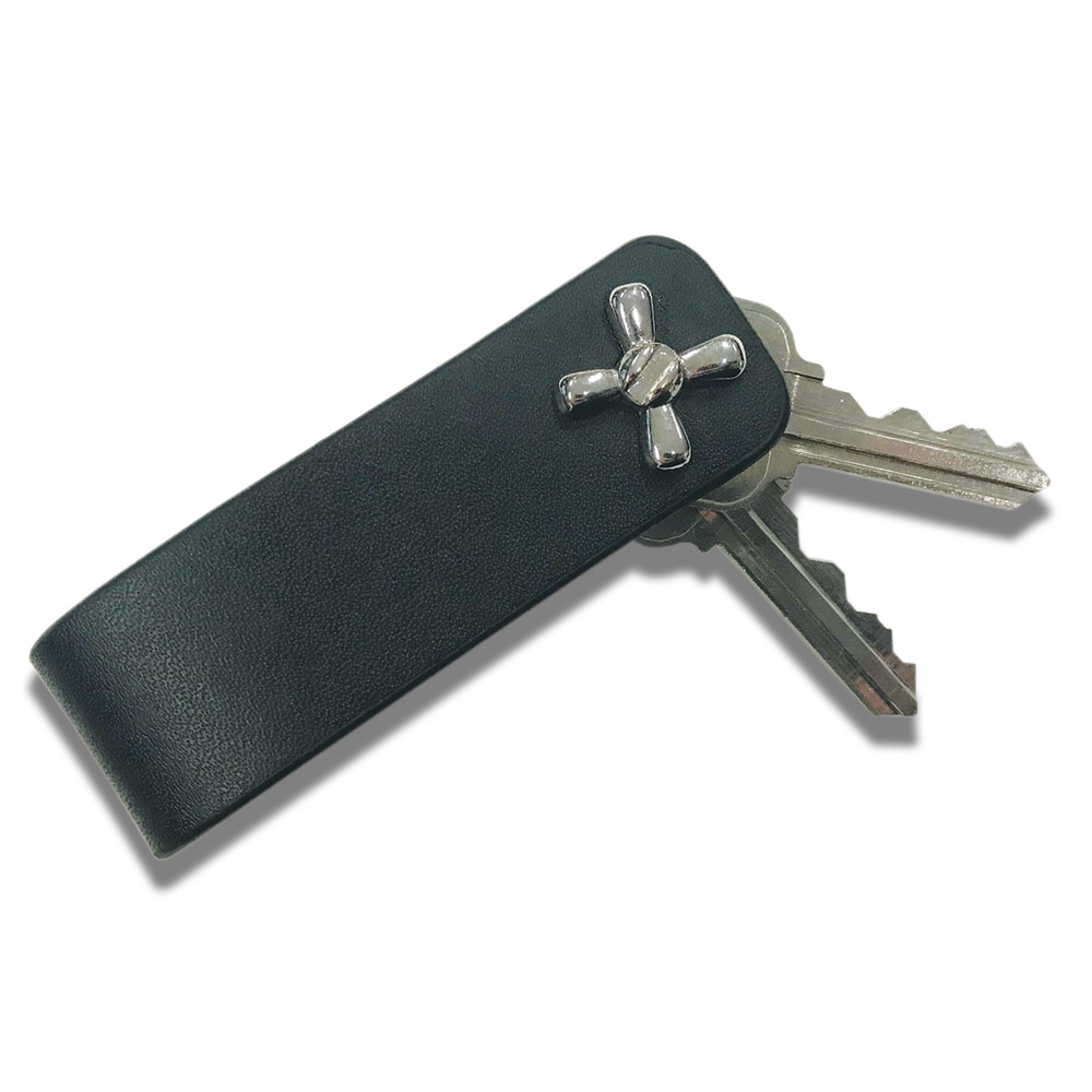 Leather Key Fob with Propeller Metal Stud