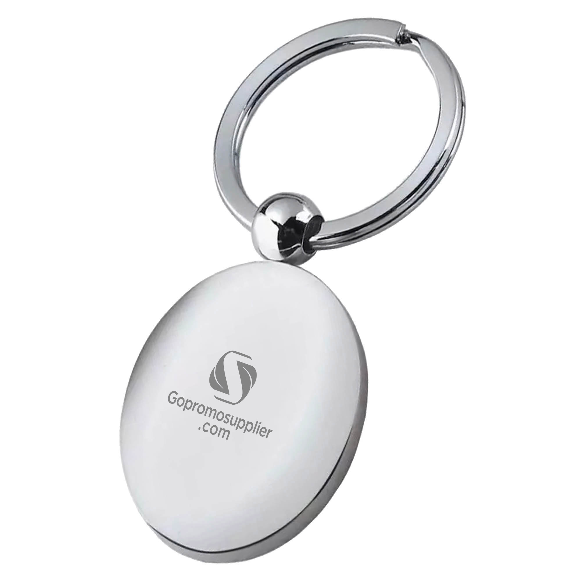 Custom Logo Oval Chrome Metal Keychain-1