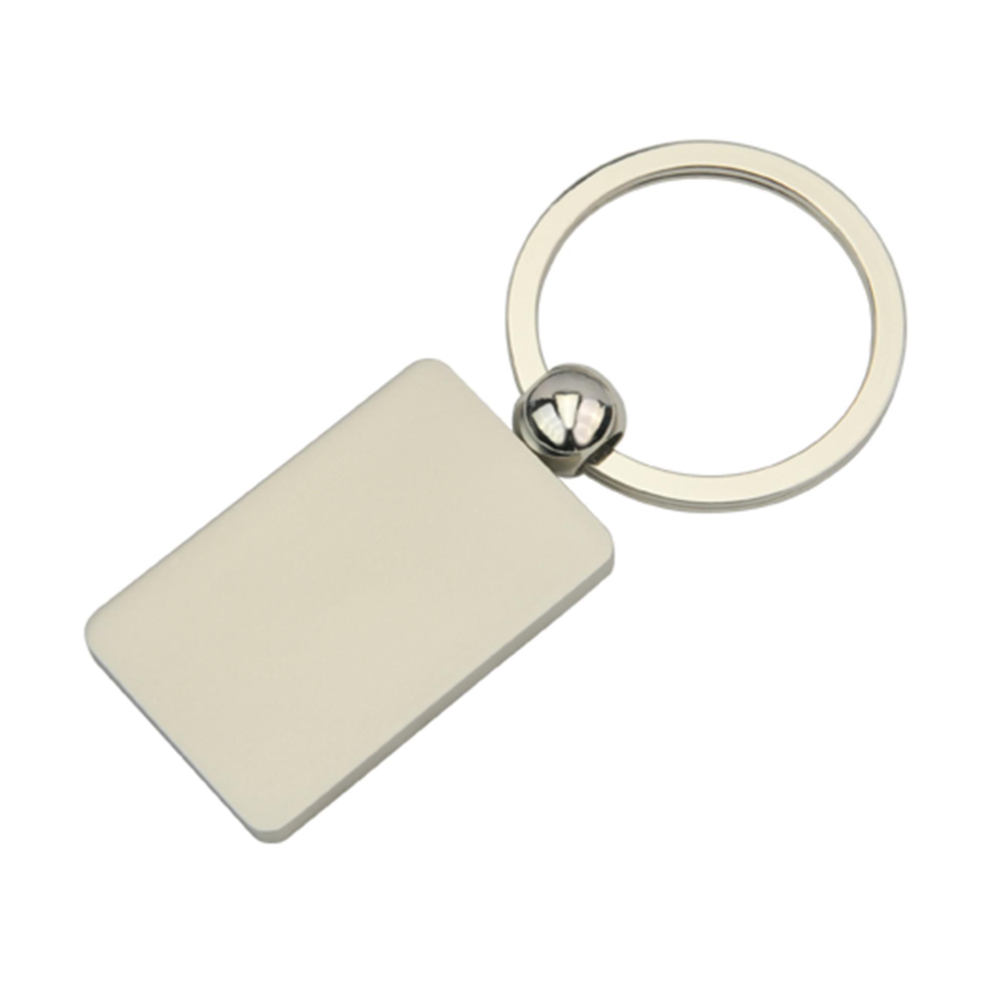 Custom Logo Matte Silver Rectangular Keychain