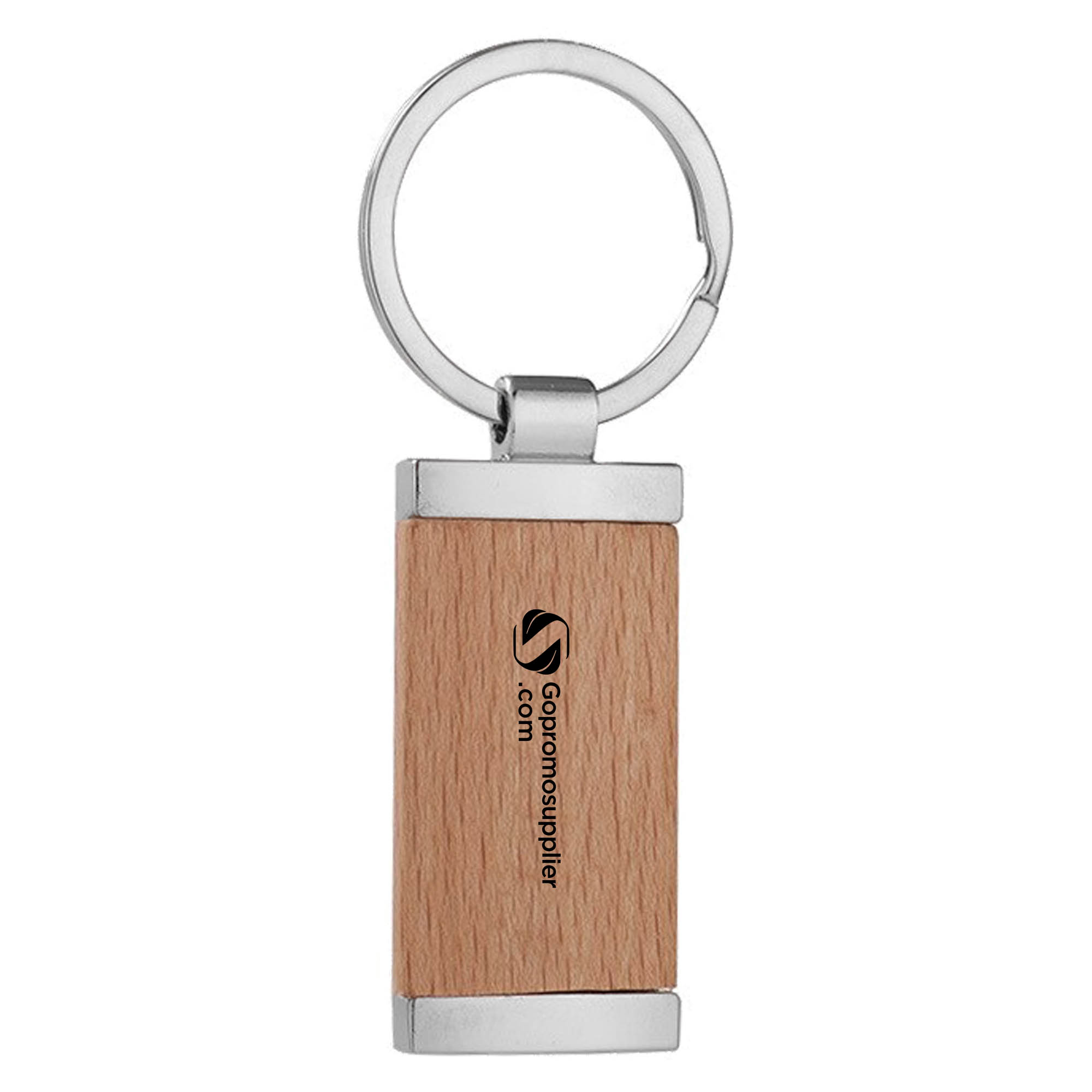 Rectangle Wooden Metal Keychain