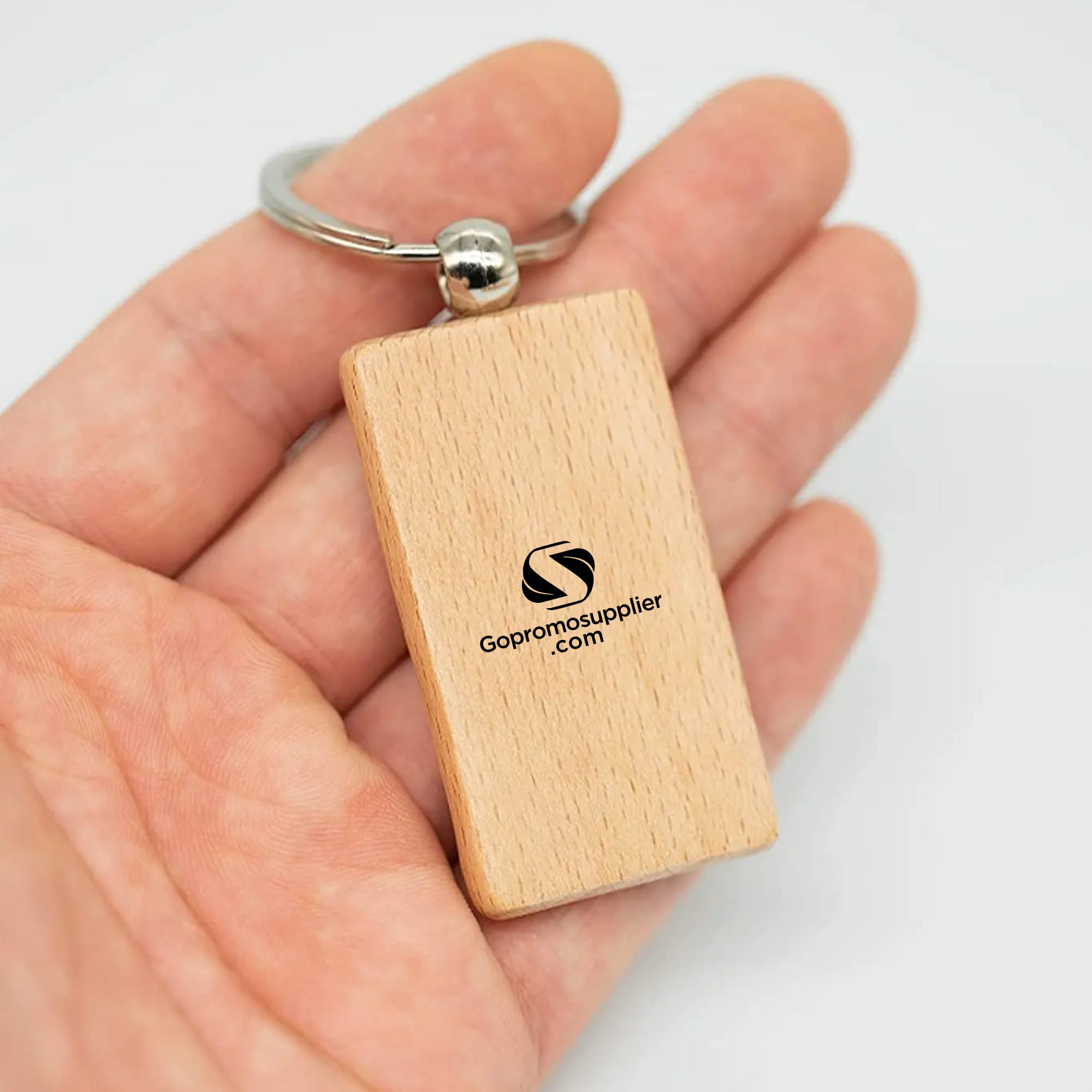 Rectangle Blank Beech Wood Keychain