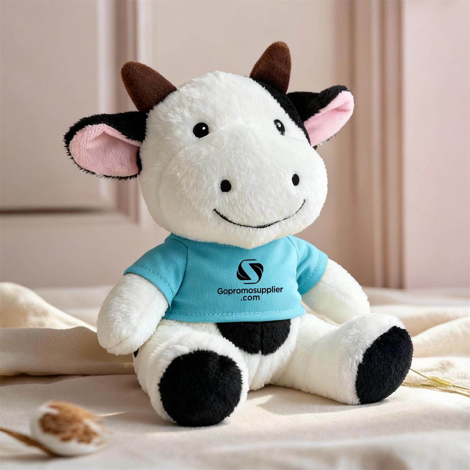 Custom Logo Cow Plush Toy with T-shirt
