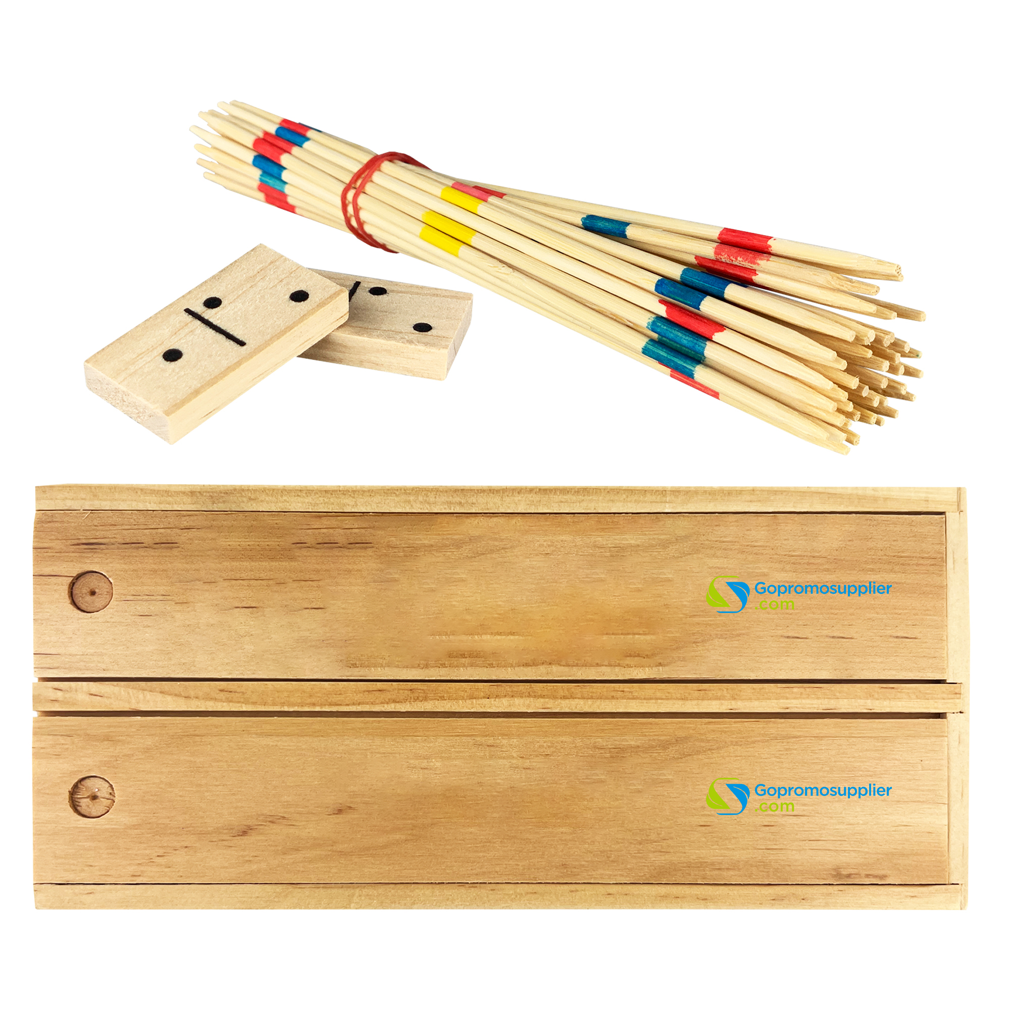 2 in 1 Wooden Mikado Pick Up Sticks & Dominoes Set