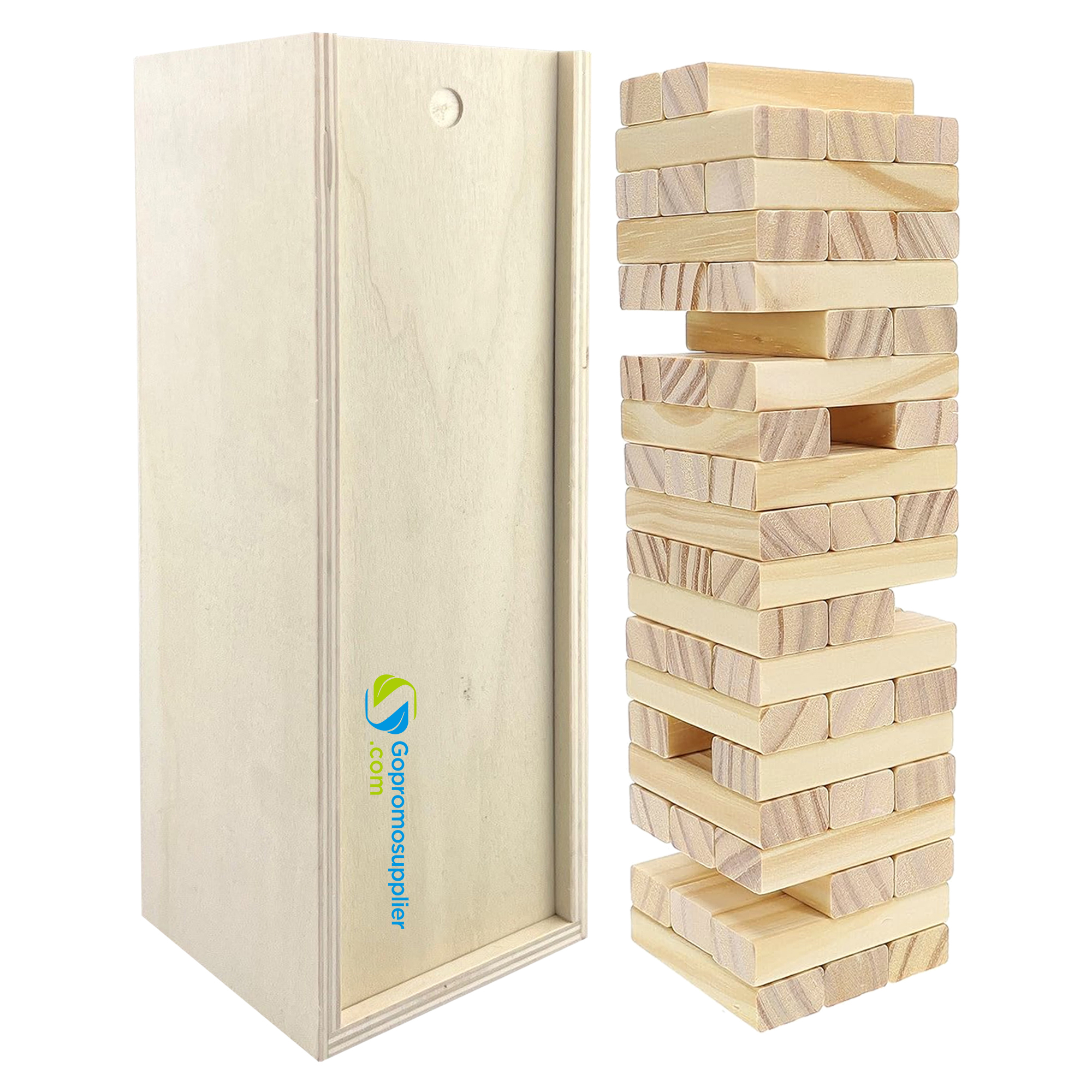 Wooden Tumbling Tower Game with Storage Box
