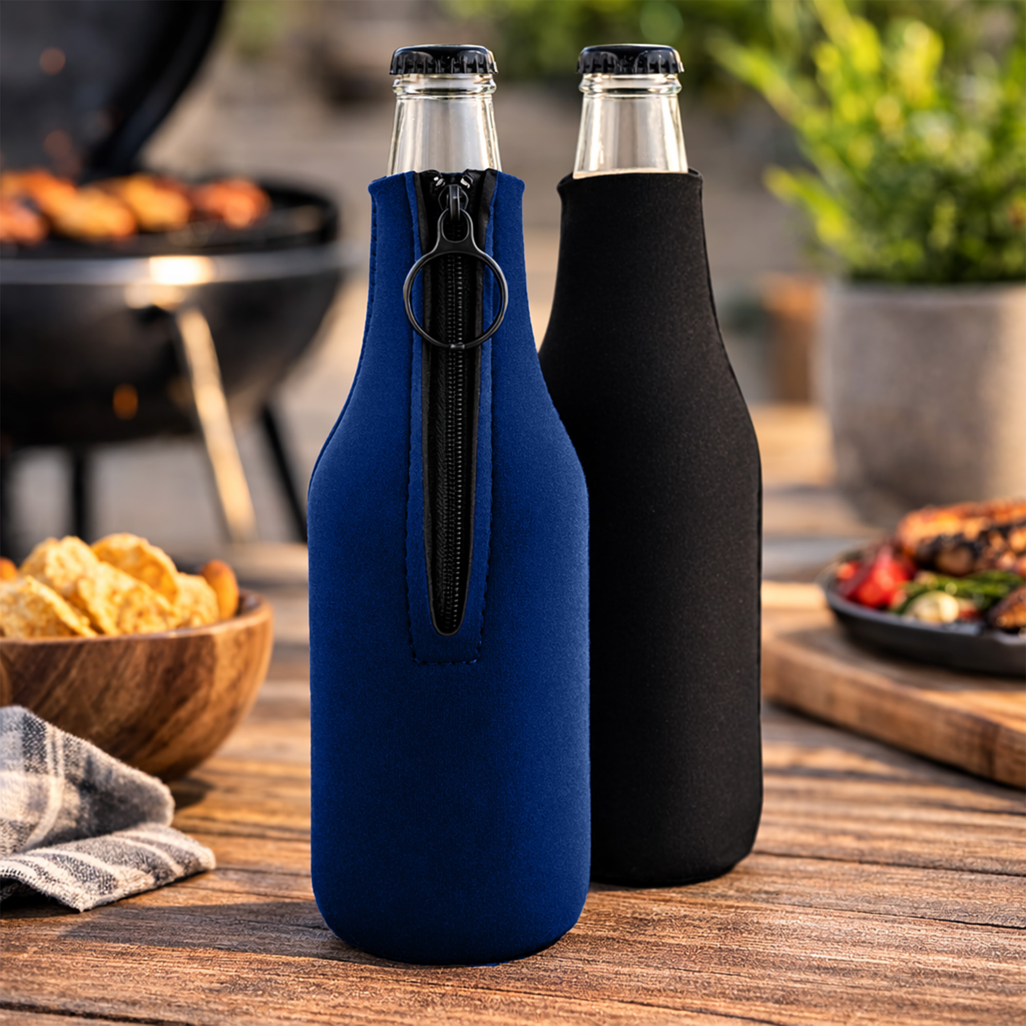 Neoprene Beer Bottle Cooler Sleeve with Zipper